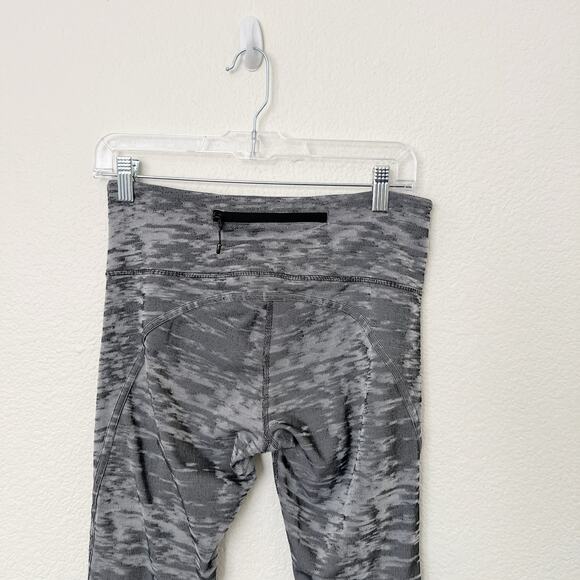 [Lululemon] Gray Jacquard Mid Rise Beat The Heat Tight Mesh Run Leggings Size 8 - Picture 6 of 11